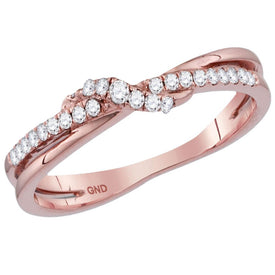 Rose Gold Diamond Crossover Stackable Band Ring Top View from Splendid Jewellery