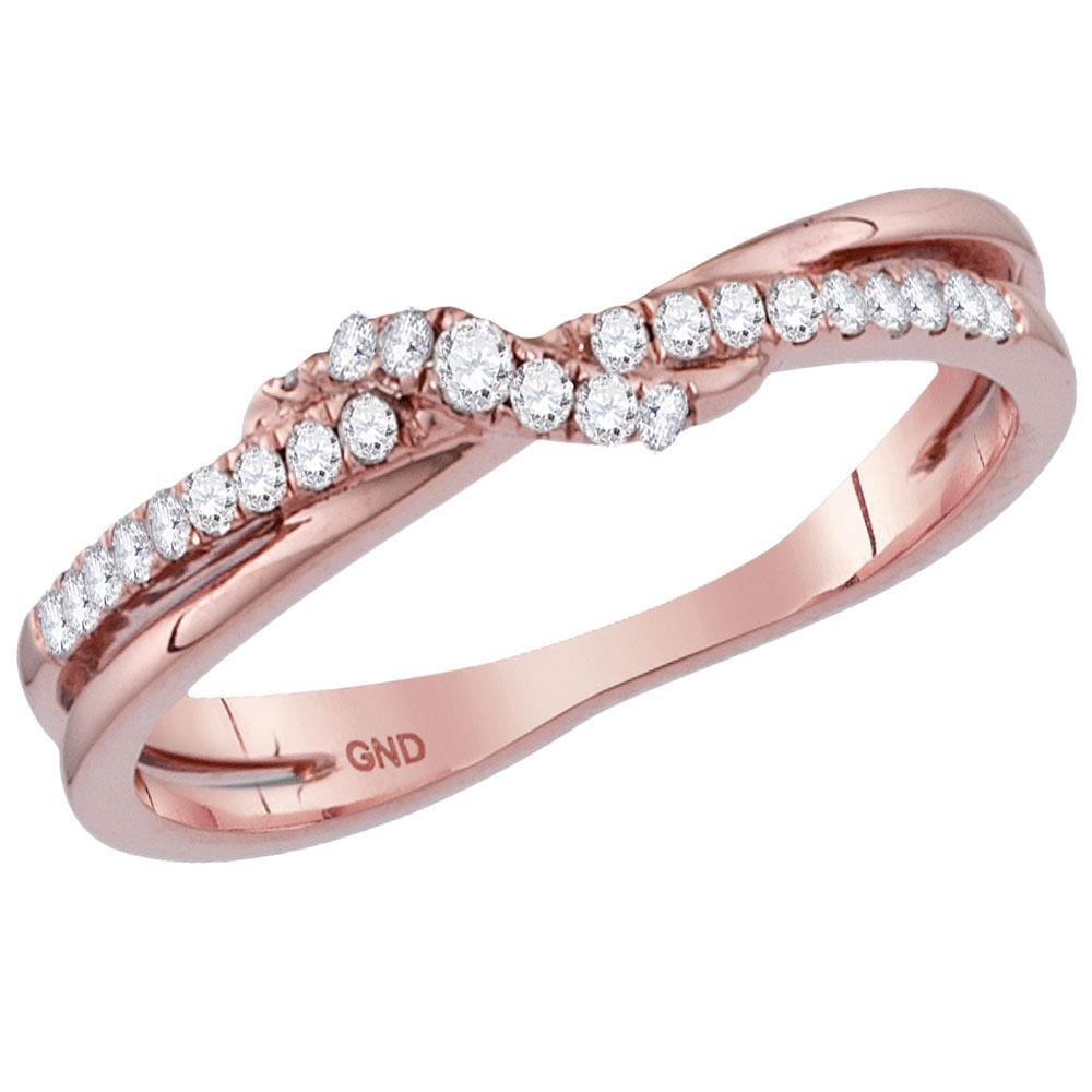 Diamond Stackable Band | 14kt Rose Gold Womens Round Diamond Crossover Stackable Band Ring 1/6 Cttw | Splendid Jewellery GND