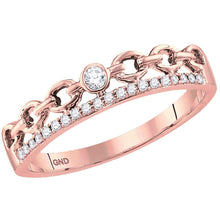 Load image into Gallery viewer, Radiant Rose Gold Diamond Rolo Link Stackable Band Ring Top View from Splendid Jewellery