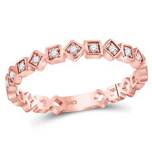 Load image into Gallery viewer, Rose Gold Diamond Square Stackable Band: A Delicate and Elegant Touch of Sparkle Top View from Splendid Jewellery