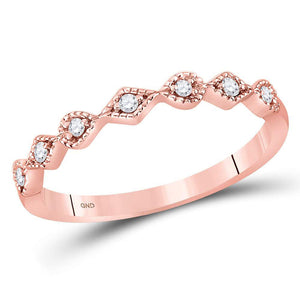 Diamond Stackable Band | 14kt Rose Gold Womens Round Diamond Stackable Band Ring 1/10 Cttw | Splendid Jewellery GND