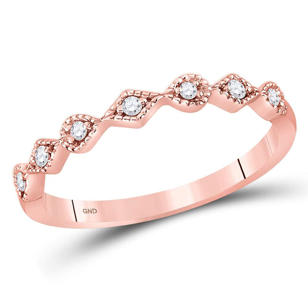 Diamond Stackable Band | 14kt Rose Gold Womens Round Diamond Stackable Band Ring 1/10 Cttw | Splendid Jewellery GND