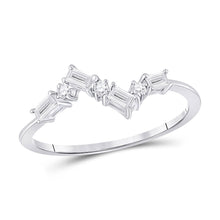 Load image into Gallery viewer, 14kt White Gold Baguette Diamond Elegance Stackable Band Ring - Top View
