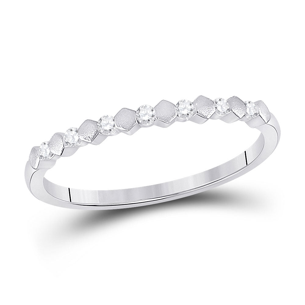 Diamond Stackable Band | 14kt White Gold Womens Round Diamond Stackable Band Ring 1/10 Cttw | Splendid Jewellery GND