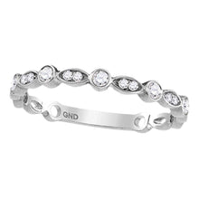 Load image into Gallery viewer, 14kt White Gold Sparkling Diamond Stackable Band Ring - Top View