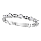 14kt White Gold Sparkling Diamond Stackable Band Ring - Top View