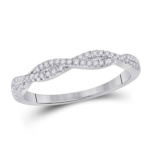 Diamond Stackable Band | 14kt White Gold Womens Round Diamond Twist Stackable Band Ring 1/6 Cttw | Splendid Jewellery GND