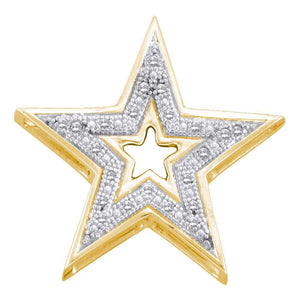 Diamond Star Pendant | 10kt Yellow Gold Womens Round Diamond Simple Star Cutout Pendant 1/20 Cttw | Splendid Jewellery GND