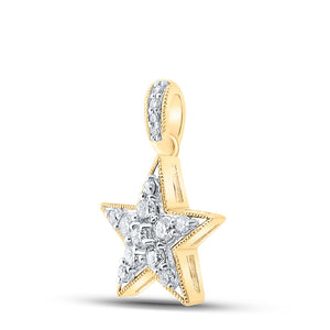 Diamond Star Pendant | 10kt Yellow Gold Womens Round Diamond Star Pendant 1/4 Cttw | Splendid Jewellery GND