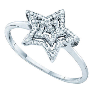 Diamond Star Ring | 10kt White Gold Womens Round Diamond Star Ring 1/20 Cttw | Splendid Jewellery GND