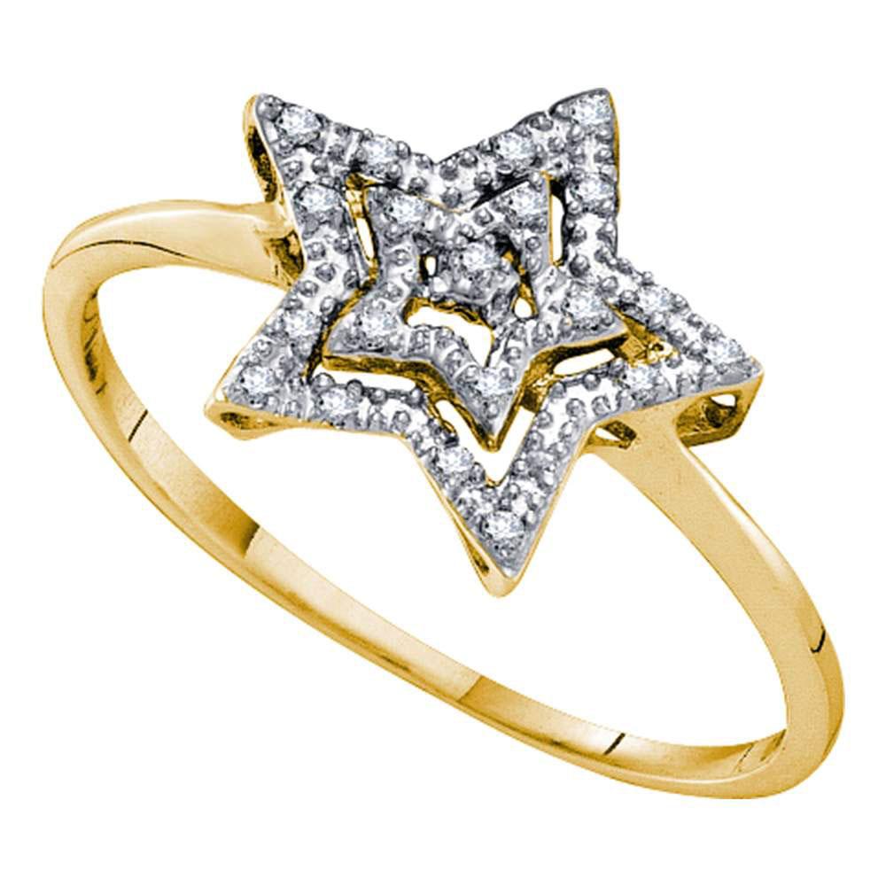 Diamond Star Ring | 10kt Yellow Gold Womens Round Diamond Star Ring 1/20 Cttw | Splendid Jewellery GND