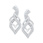 Diamond Twist Spade Stud Earrings: A Dazzling Masterpiece in 10kt White Gold - Splendid Jewellery