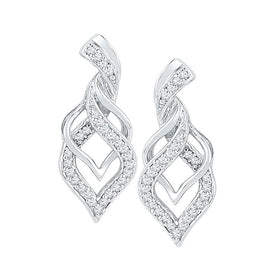 Diamond Twist Spade Stud Earrings: A Dazzling Masterpiece in 10kt White Gold - Splendid Jewellery