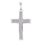 Divine Brilliance: 10kt White Gold Womens Round Diamond Medium Cross Pendant - Splendid Jewellery