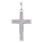 Divine Brilliance: 10kt White Gold Womens Round Diamond Medium Cross Pendant - Splendid Jewellery