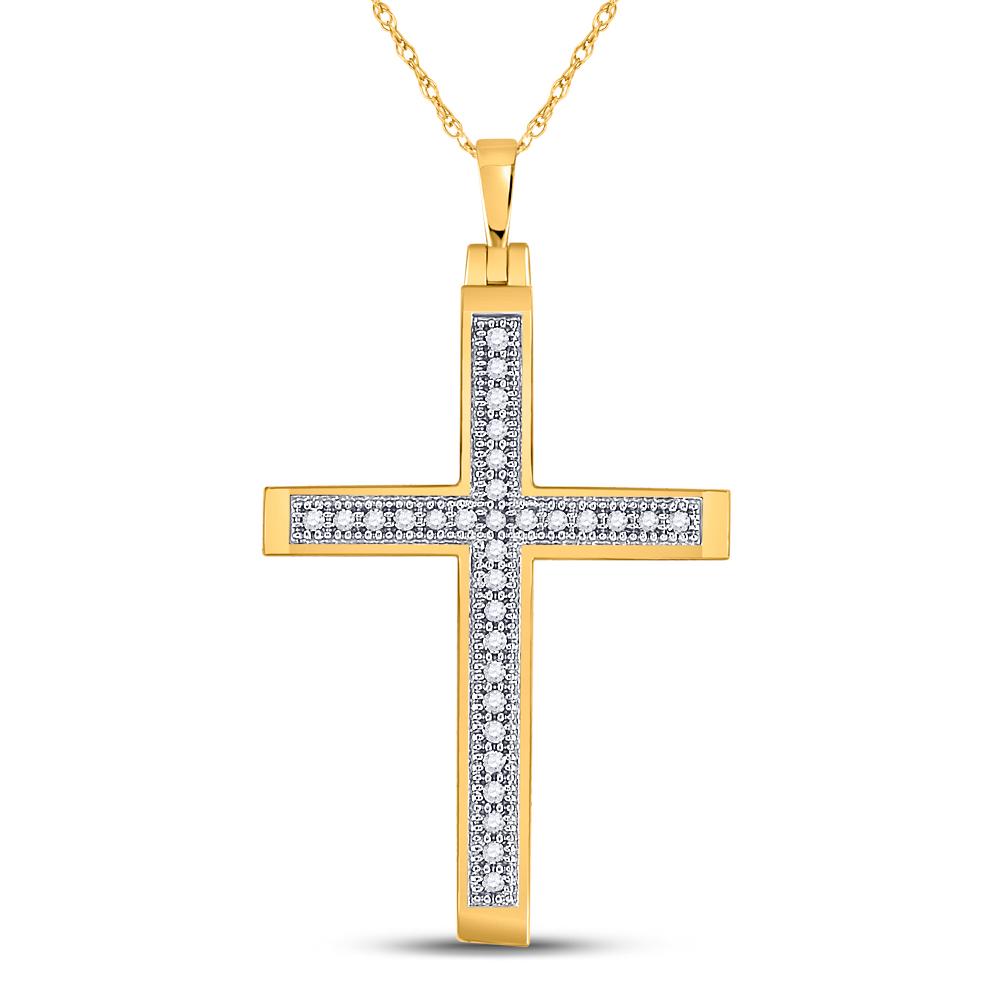 Divine Brilliance: 10kt Yellow Gold Diamond Cross Pendant - Splendid Jewellery
