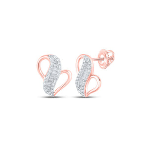 Earrings | 10kt Rose Gold Womens Baguette Diamond Fashion Earrings 1/5 Cttw | Splendid Jewellery GND