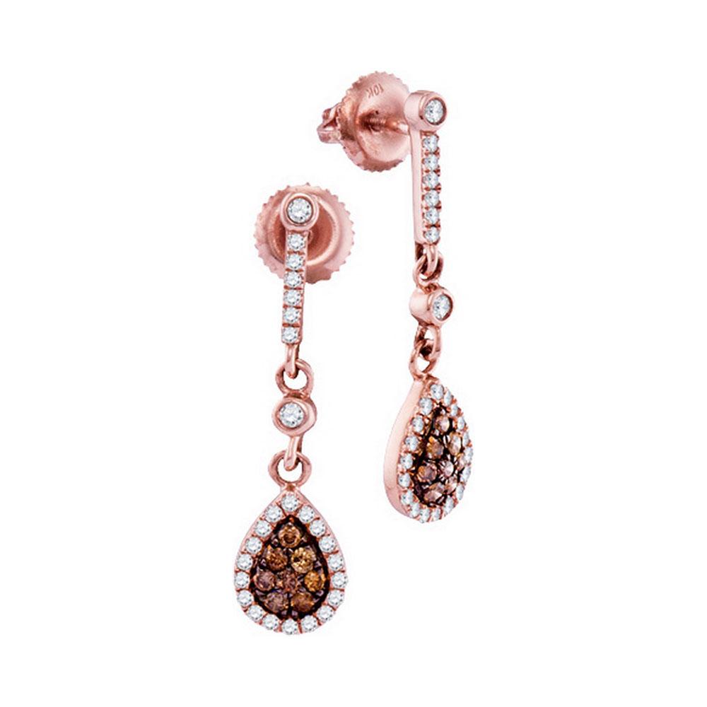 Earrings | 10kt Rose Gold Womens Round Brown Diamond Dangle Earrings 1/2 Cttw | Splendid Jewellery GND