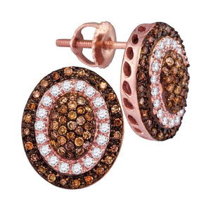 Earrings | 10kt Rose Gold Womens Round Brown Diamond Oval Cluster Earrings 1/2 Cttw | Splendid Jewellery GND
