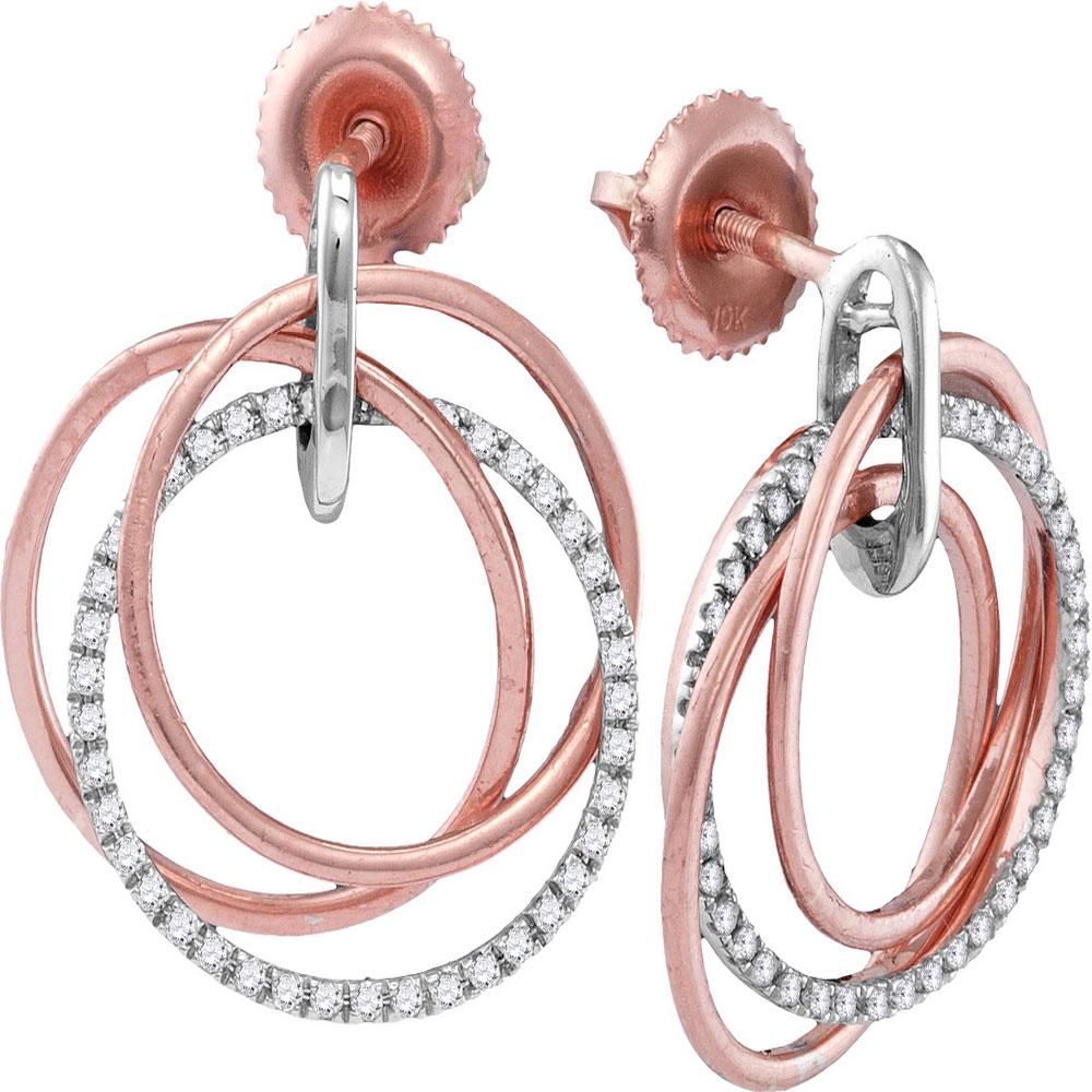 Earrings | 10kt Rose Gold Womens Round Diamond Circle Dangle Earrings 1/4 Cttw | Splendid Jewellery GND