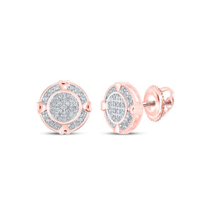 Earrings | 10kt Rose Gold Womens Round Diamond Circle Earrings 1/6 Cttw | Splendid Jewellery GND