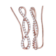 Load image into Gallery viewer, Sparkling Rose Gold Diamond Climber Earrings - 1/2 Cttw  Top View from Splendid Jewellery