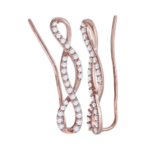 Earrings | 10kt Rose Gold Womens Round Diamond Climber Earrings 1/2 Cttw | Splendid Jewellery GND
