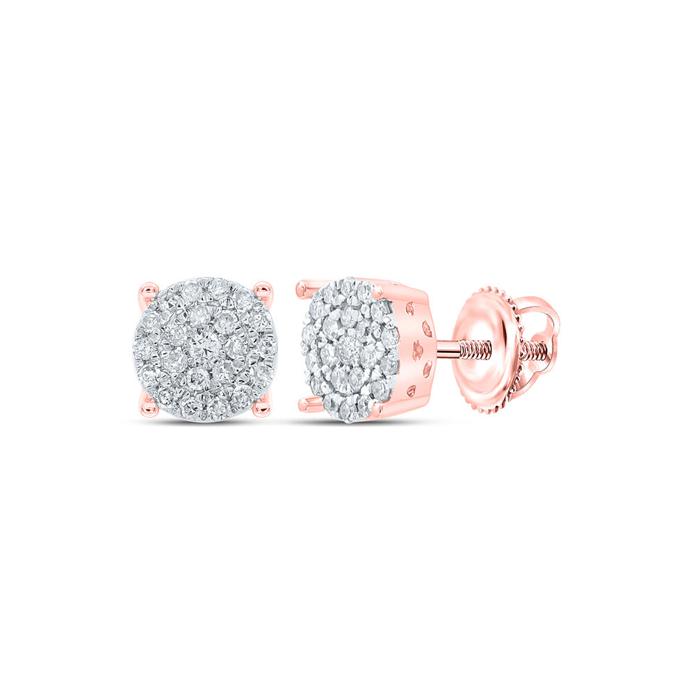 Earrings | 10kt Rose Gold Womens Round Diamond Cluster Earrings 1/4 Cttw | Splendid Jewellery GND