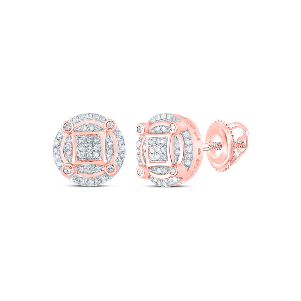 Earrings | 10kt Rose Gold Womens Round Diamond Cluster Earrings 1/4 Cttw | Splendid Jewellery GND