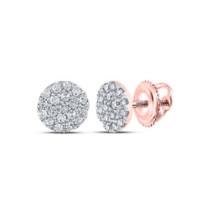 Earrings | 10kt Rose Gold Womens Round Diamond Cluster Earrings 1/6 Cttw | Splendid Jewellery GND