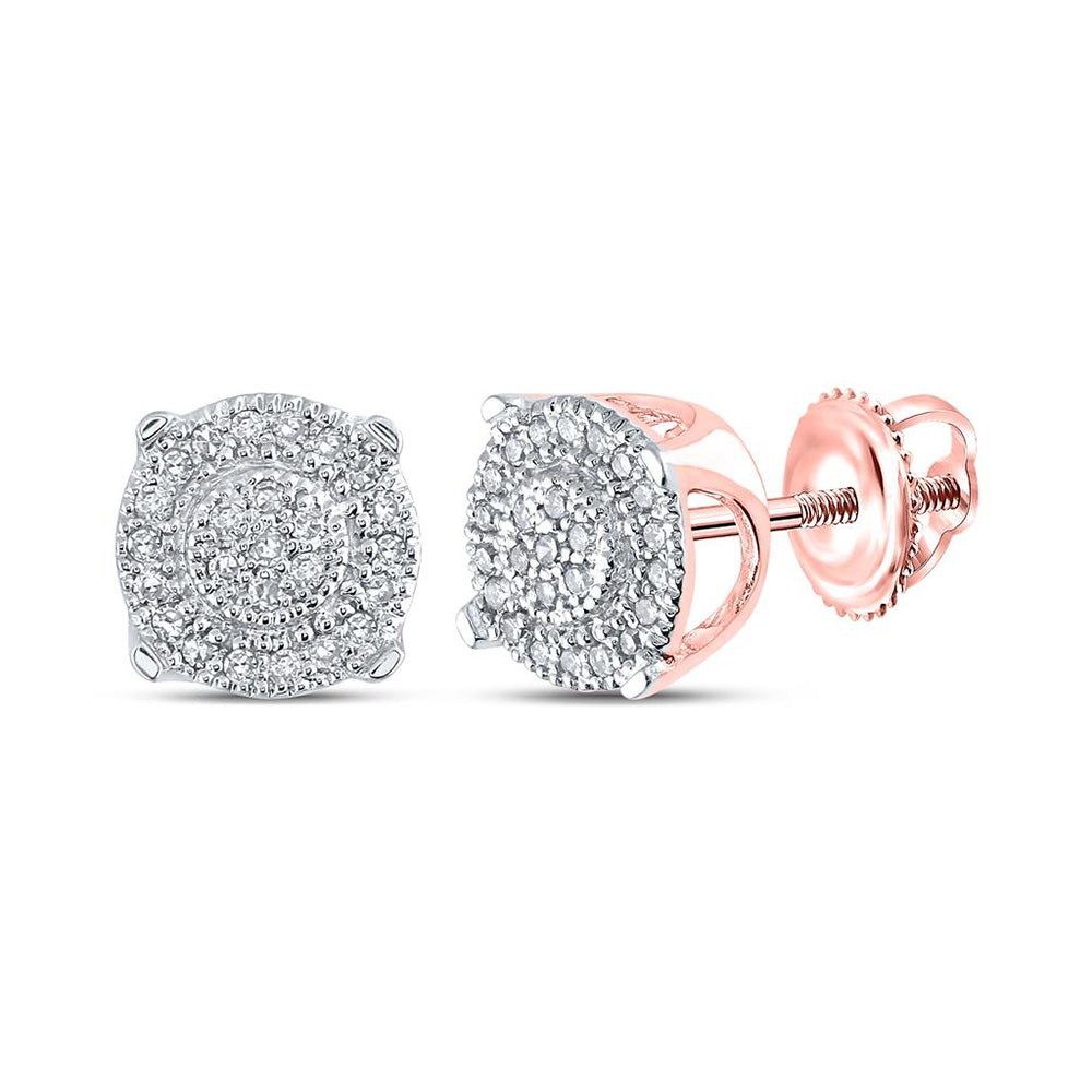 Earrings | 10kt Rose Gold Womens Round Diamond Cluster Earrings 1/8 Cttw | Splendid Jewellery GND