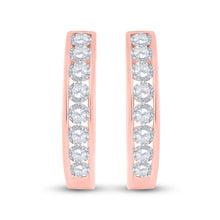 Load image into Gallery viewer, Radiant Rose Gold Diamond Hoop Earrings: Captivating Brilliance in 10kt Rose Gold - Alternate view 2 from Splendid Jewellery