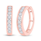 Radiant Rose Gold Diamond Hoop Earrings: Captivating Brilliance in 10kt Rose Gold - Alternate view 1 from Splendid Jewellery