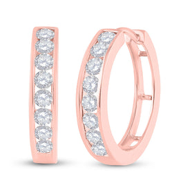 Radiant Rose Gold Diamond Hoop Earrings: Captivating Brilliance in 10kt Rose Gold - Alternate view 1 from Splendid Jewellery