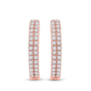 Earrings | 10kt Rose Gold Womens Round Diamond Hoop Earrings 1/5 Cttw | Splendid Jewellery GND
