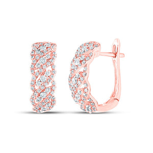 Earrings | 10kt Rose Gold Womens Round Diamond Hoop Earrings 5/8 Cttw | Splendid Jewellery GND