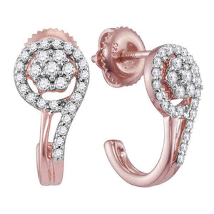 Earrings | 10kt Rose Gold Womens Round Diamond J Hoop Earrings 1/3 Cttw | Splendid Jewellery GND