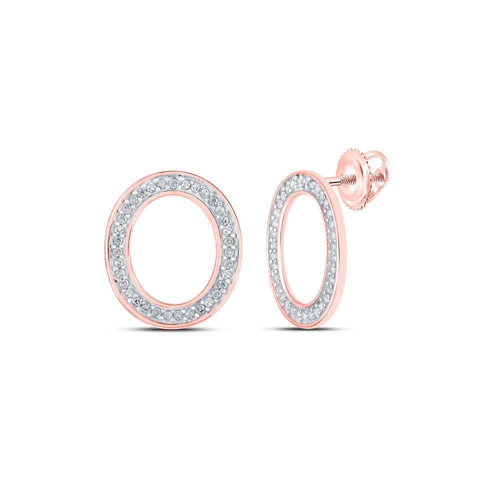 Earrings | 10kt Rose Gold Womens Round Diamond O Initial Letter Earrings 1/8 Cttw | Splendid Jewellery GND