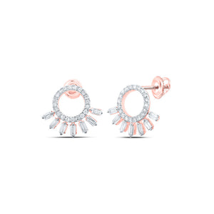 Earrings | 10kt Rose Gold Womens Round Diamond Outline Circle Earrings 1/2 Cttw | Splendid Jewellery GND