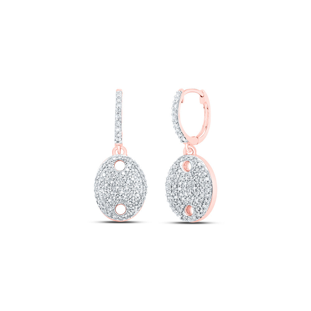 Earrings | 10kt Rose Gold Womens Round Diamond Oval Dangle Earrings 1/2 Cttw | Splendid Jewellery GND