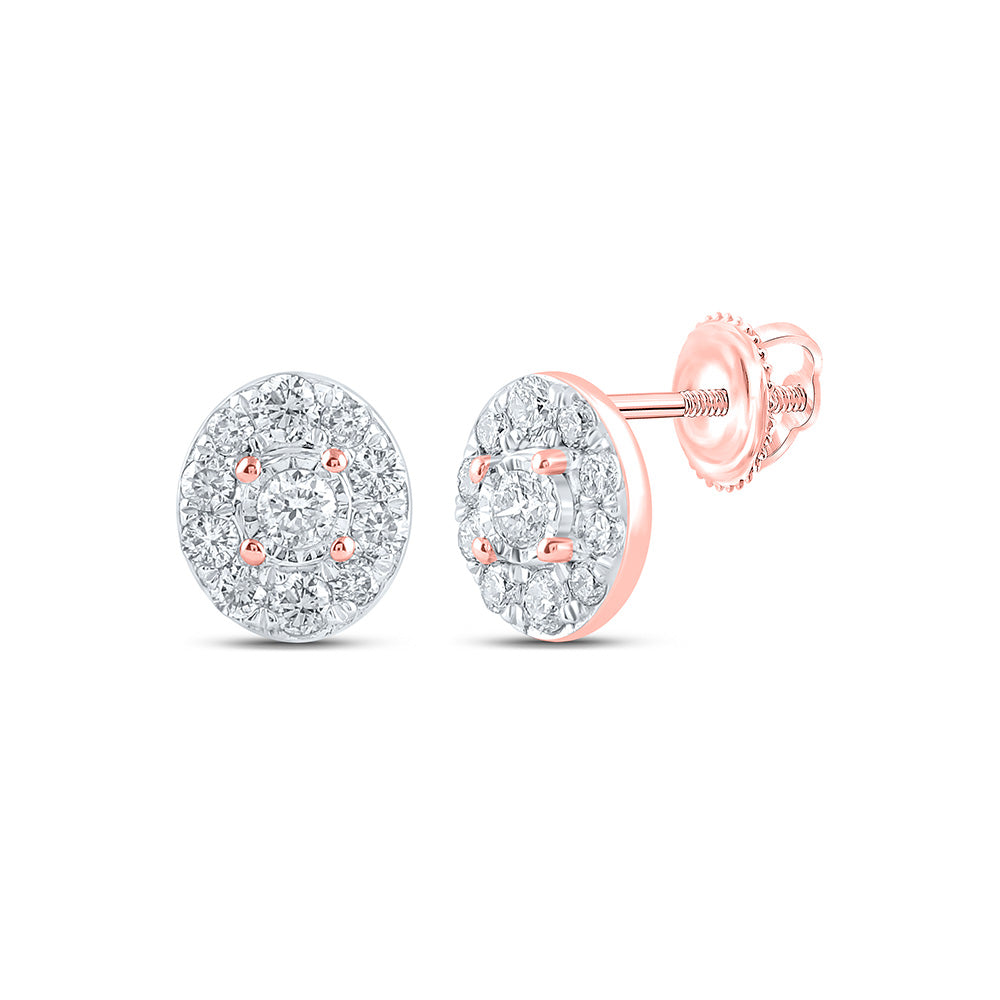 Earrings | 10kt Rose Gold Womens Round Diamond Oval Earrings 1/3 Cttw | Splendid Jewellery GND