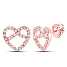 Load image into Gallery viewer, Rose Gold Diamond Pretzel Heart Earrings: A Mesmerizing Symbol of Love and Elegance  Top View from Splendid Jewellery