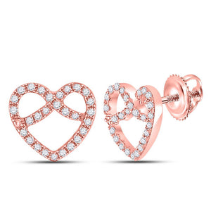 Earrings | 10kt Rose Gold Womens Round Diamond Pretzel Heart Earrings 1/6 Cttw | Splendid Jewellery GND