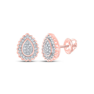 Earrings | 10kt Rose Gold Womens Round Diamond Teardrop Earrings 1/4 Cttw | Splendid Jewellery GND