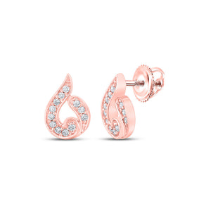Earrings | 10kt Rose Gold Womens Round Diamond Teardrop Earrings 1/6 Cttw | Splendid Jewellery GND