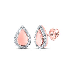 Earrings | 10kt Rose Gold Womens Round Diamond Teardrop Earrings 1/8 Cttw | Splendid Jewellery GND