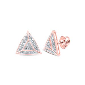Earrings | 10kt Rose Gold Womens Round Diamond Triangle Earrings 1/10 Cttw | Splendid Jewellery GND