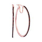 Radiant Red Diamond Hoop Earrings - 10kt Rose Gold Slender Hoops 1/4 Cttw  Top View from Splendid Jewellery
