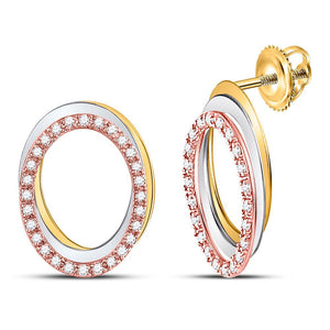 Earrings | 10kt Tri-Tone Gold Womens Round Diamond Oval Stud Earrings 1/5 Cttw | Splendid Jewellery GND