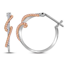 Load image into Gallery viewer, 10kt Diamond Rope Hoop Earrings - Two-Tone Gold Splendor  Top View from Splendid Jewellery